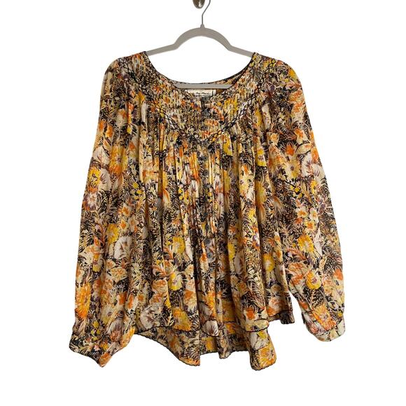 We The Free Cool Meadow Floral Embroidered Button Front Blouse Size S Oversized - Picture 1 of 11